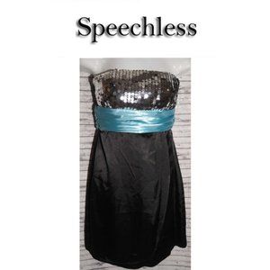 Speechless Black Sequins Strapless Dress Size 3